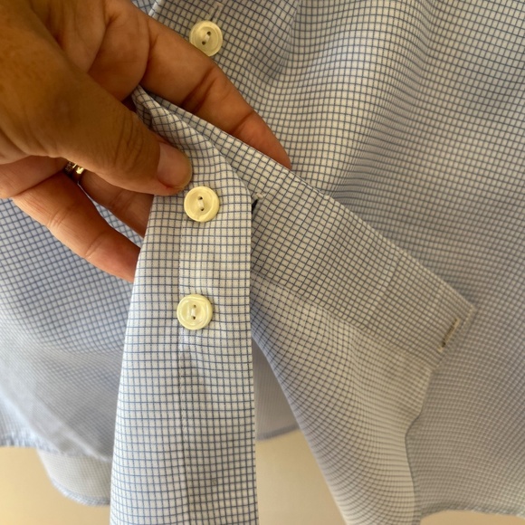 ETON Sz 17.5 / 44 Organic Cotton Check Elevated Twill 3D Dress Shirt Light Blue - Picture 5 of 12